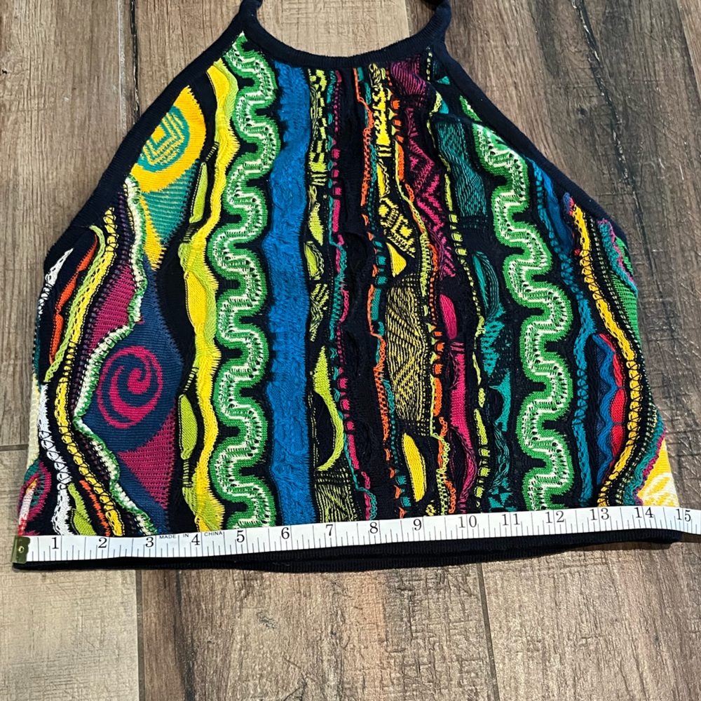 *SOLD* Vintage COOGI multicolor 2 piece Bodycon mini skirt and halter top dress - Picture 4 of 16